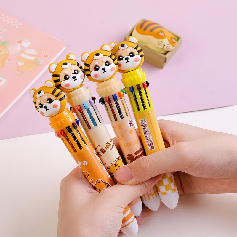 4pcs Creative and Cute New Oil Pen Ten Color Internet Celebrity Multi functional Multi color One 10 Color Ball Pen