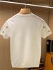 Men's Trendy European Bee Embroidery Knit T-Shirt, Short-Sleeved, Round Neck, Light Luxury Style