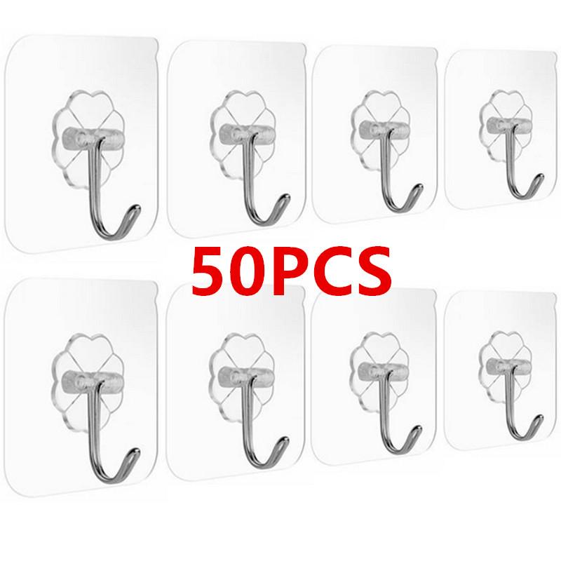 1/10/20/50/100 STÜCK Selbstklebende Haken Wandhaken Transparent Mehrzweckhaken Türschlüssel Handtuch Wandhaken Für Badezimmer Küche