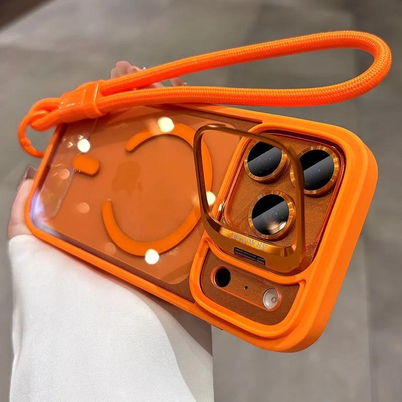 Lanyard Camera Bracket Holder for Magsafe Case for iPhone 17 15 16 12 13 Pro Max 14 Plus Air 17Pro Lens Film Wrist Strap Cover