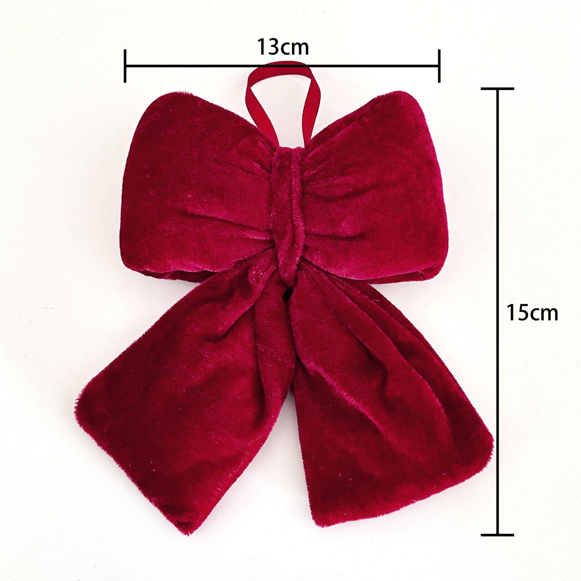 

Christmas Bow Decoration Velvet Red Bow Knot Baubles Christmas Tree Hanging Pendant DIY Xmas Ornaments New Year Party Decor