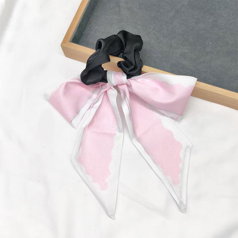 Printed Bow Hair Rope Elegant Ribbon Ponytail Hair Band For Women Sweet Rubber Band Hair Ring Fashion Headdress Hair Accessories
