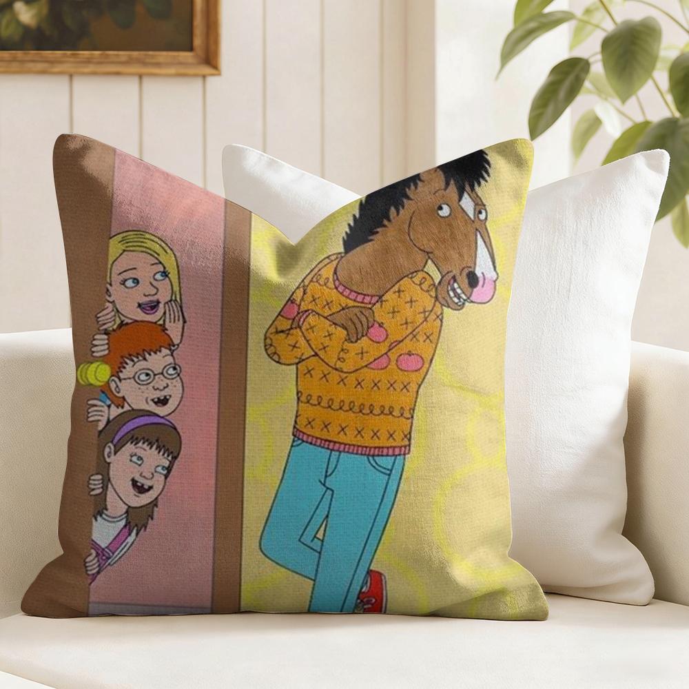 BBoJack Horseman Custom Cushion Cover Eco Linen Pillow Case DoubleSided Print Breathable Durable Zipper Home Decor Gift