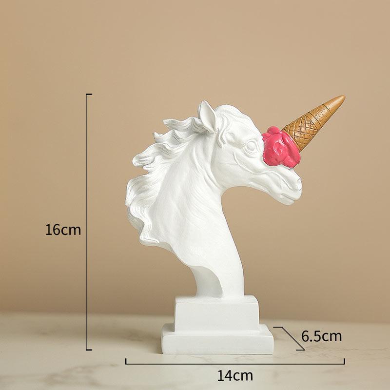 Resin Handicraft Unicorn Decorative Figurines Ice Cream Horse Funny Artificial Animal Sculpture Home Decor Accessories Crafts