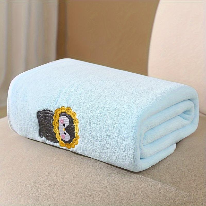 Baby Bath Towel Super Soft Absorbent Bath Fast-Drying Towel Cartoon Embroidery Blanket Coral Fleece Thickened