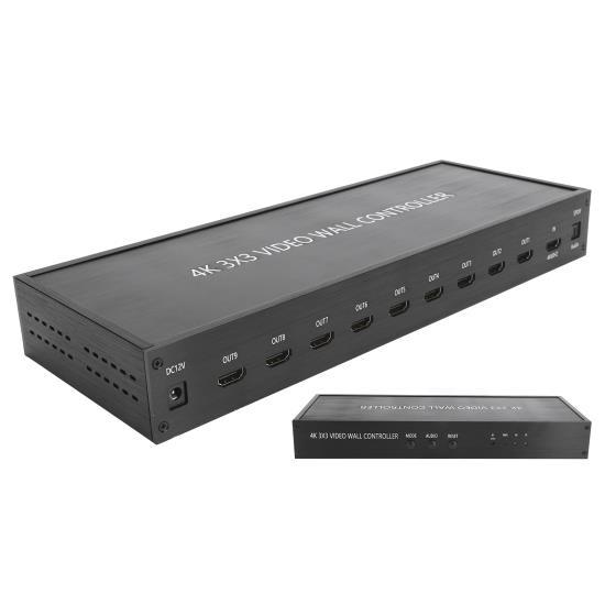HDMI 3x3 Video Wall Controller Screen Image Processor for 9 TV Splicing Display 110‑240VUS Plug 110‑240V 