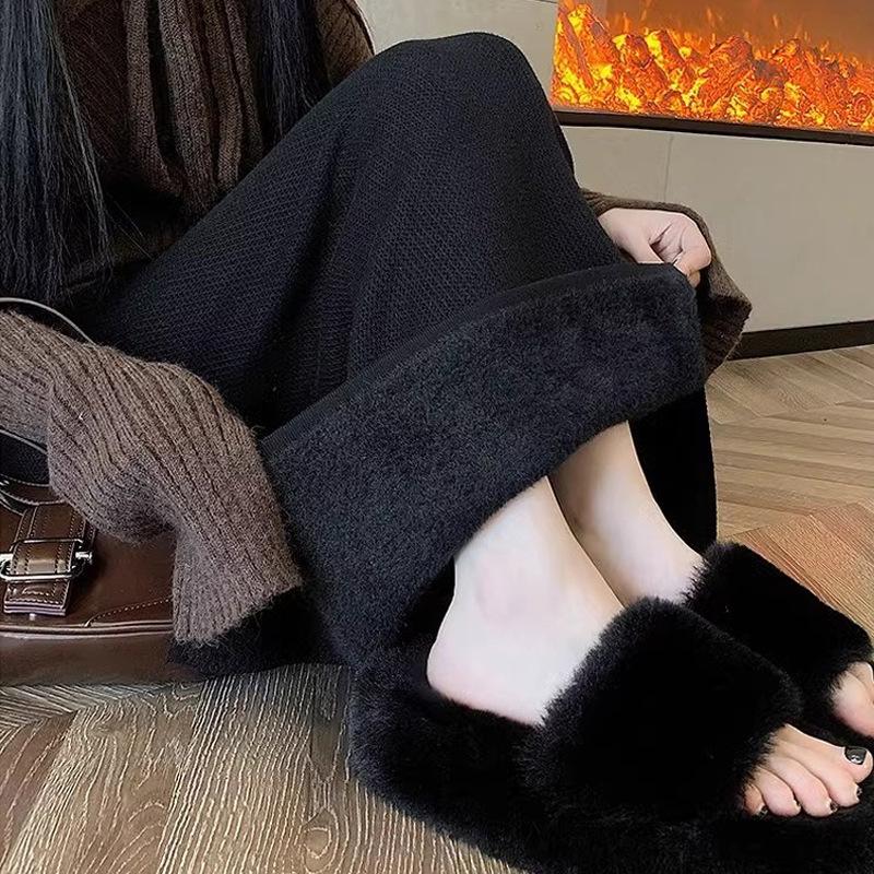 

Женская флисовая юбка-миди бодикон большого размера с разрезом – Толстая вязка для осени-зимы 2XL [75-100 kg] чёрный