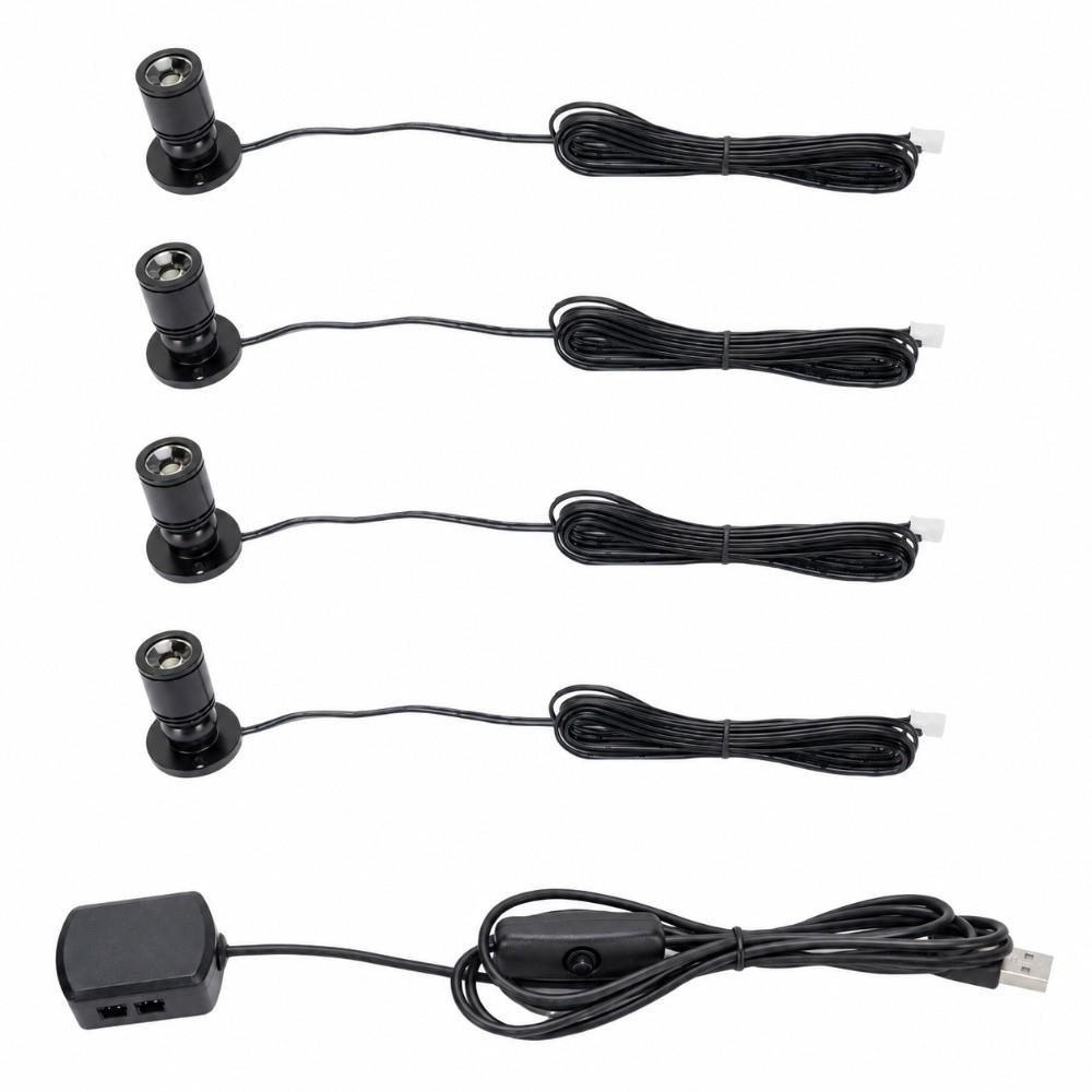 4 Pack 360 Degree Rotating Mini Spotlight 5V USB Powered Spot Light LED Spot Light Jewelry Cabinet