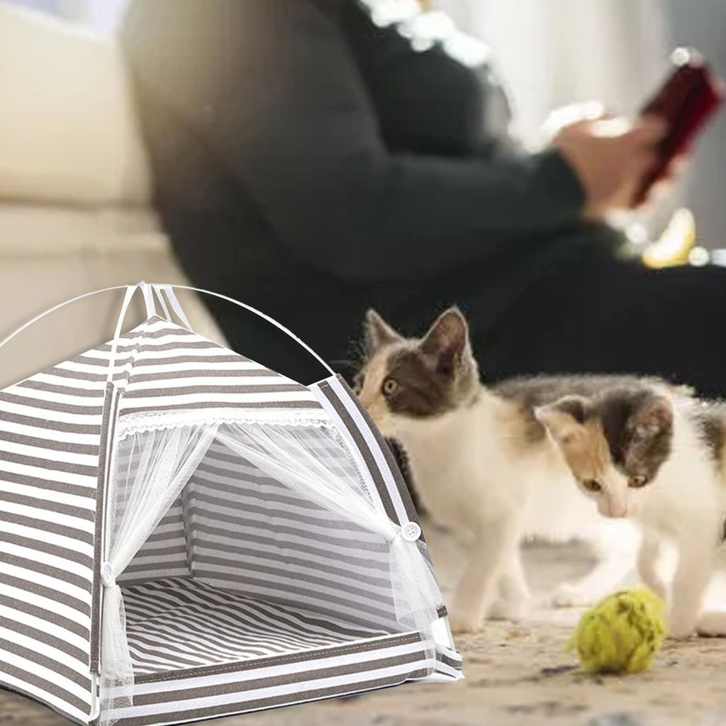 Warm Pet Sleeping Tent Removable Cotton Linen Pet Indoor Tent for Cats Dogs Small and Medium Sized