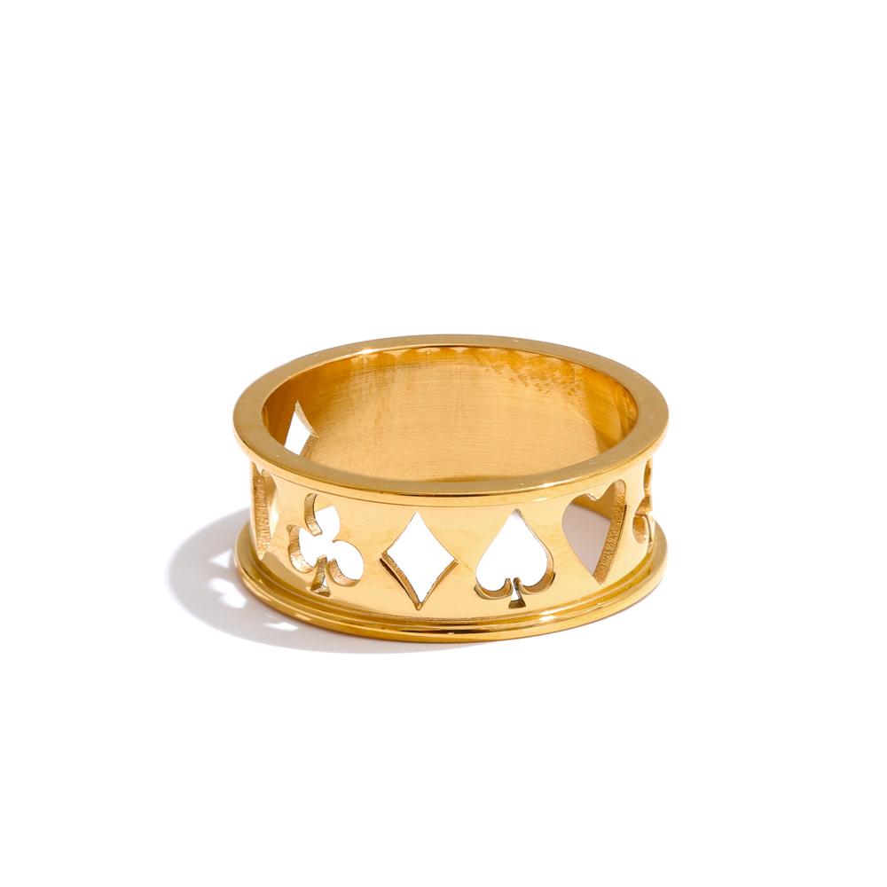 

Yhpup Fashion Stainless Steel Poker Shape Hollow Wide Golden Ring Minimalist Charm Finger Jewelry Bijoux Femme New 6
