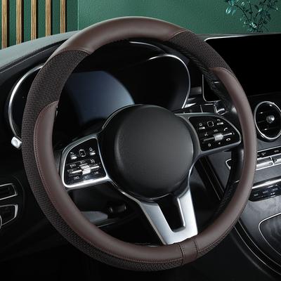 Coprivolante per auto in pelle premium cucito con tessuto a rete traspirante Adatto per 14,5-15 pollici Universale per tutte le stagioni