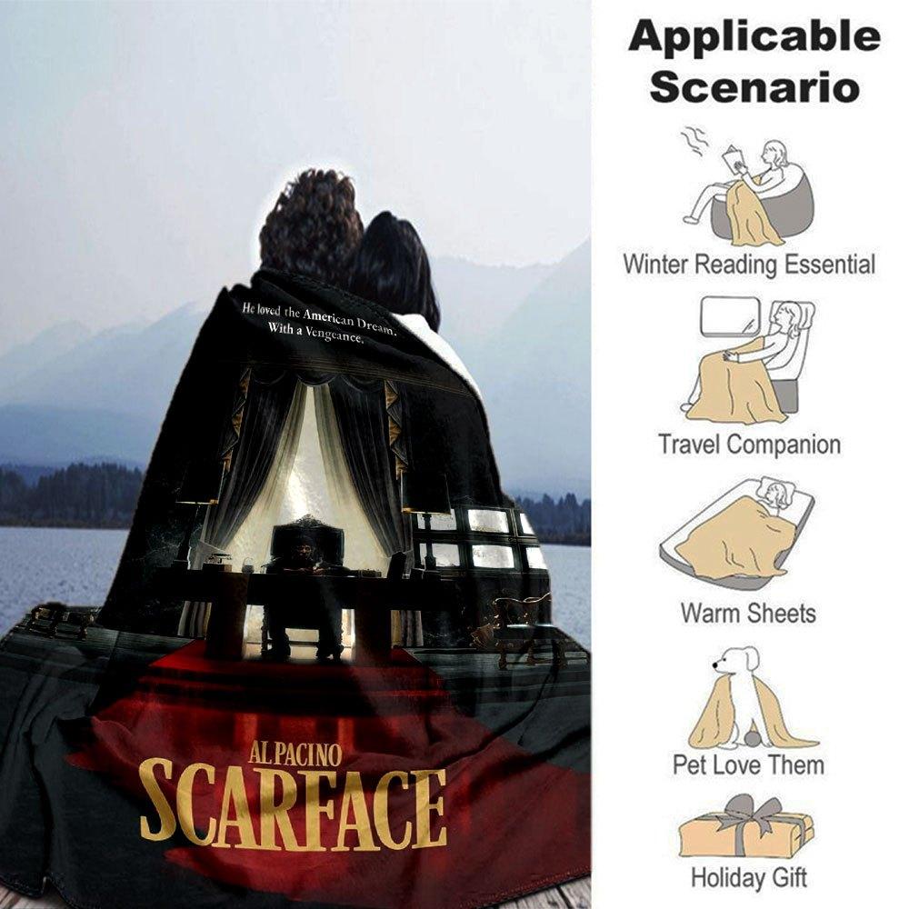 1pc Scarface-Inspired Flannel Blanket - Soft Cozy All-Season Throw for Bedroom, Sofa, Camping, Travel - Perfect Gift for Movie FansB53