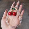 Korea Cherry Acrylic Beaded Phone Charm StrapDesign Mobile Chain Korean Fashion Cellphone Lanyard Keychain Bag Earphones Pendant