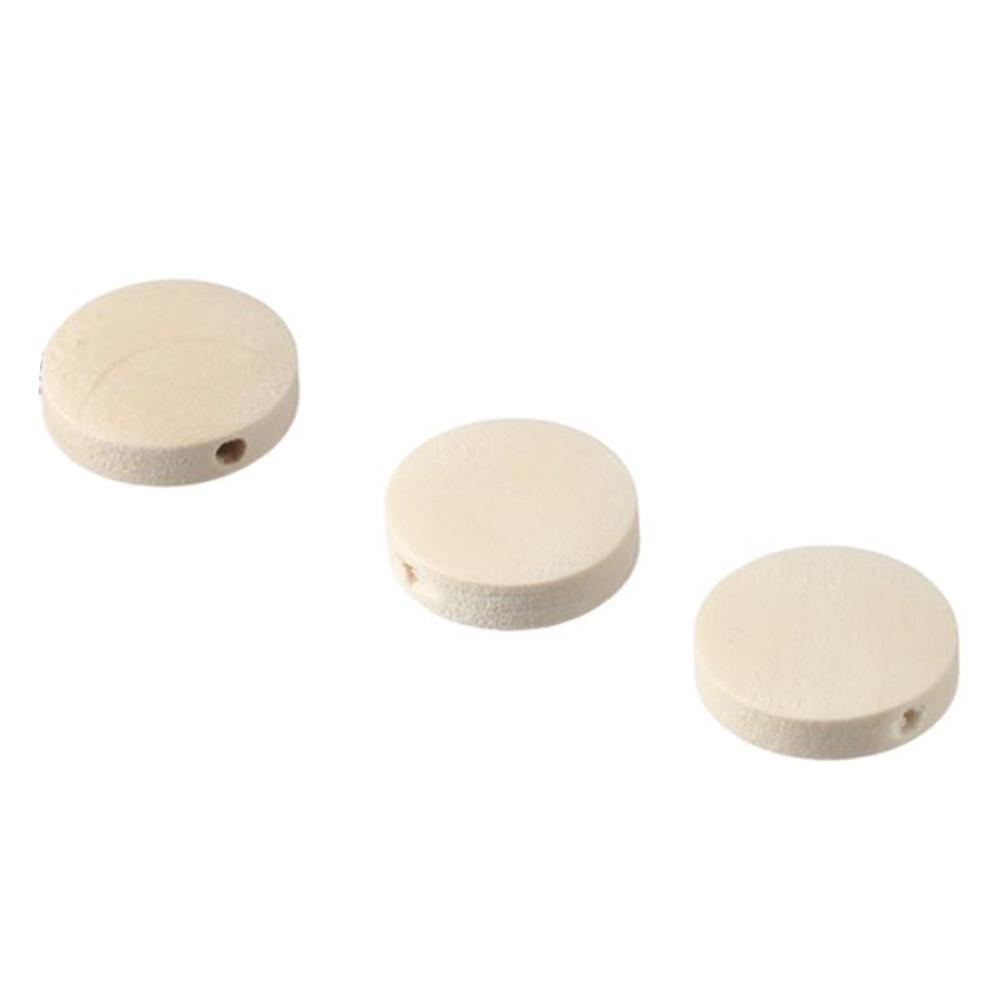 200pcs Flat Round Flat Round Wooden Beads Wooden 15mm Wooden Circle Coin Loose Beads Hole: 2mm Natural Wooden