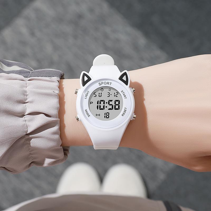 3D Cat-ear Men Women Watches Kids Sports Electronic Watches for Girls and Boys Student Waterproof LED Digital Wristwatch Gifts