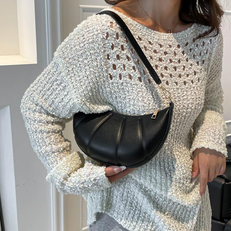 Light Luxury Portable Crescent Bag Women's Bag Autumn New Splicing Shoulder Bag Commuter Armpit Bag