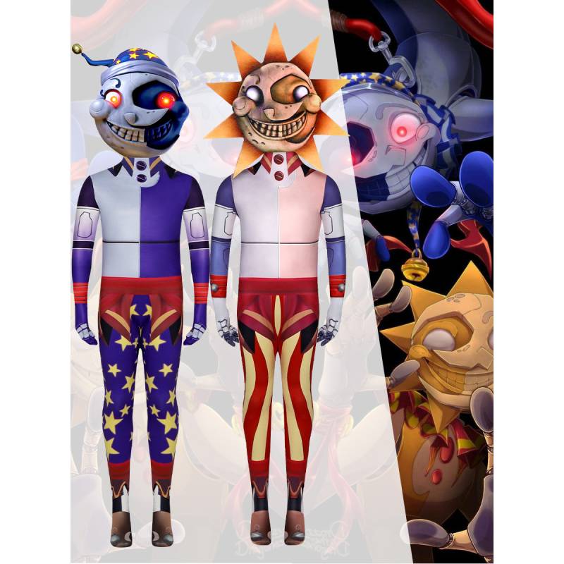 At Nights Five Freddys Security Breach Sun Moon Cosplay Jumpsuits Gift Costume