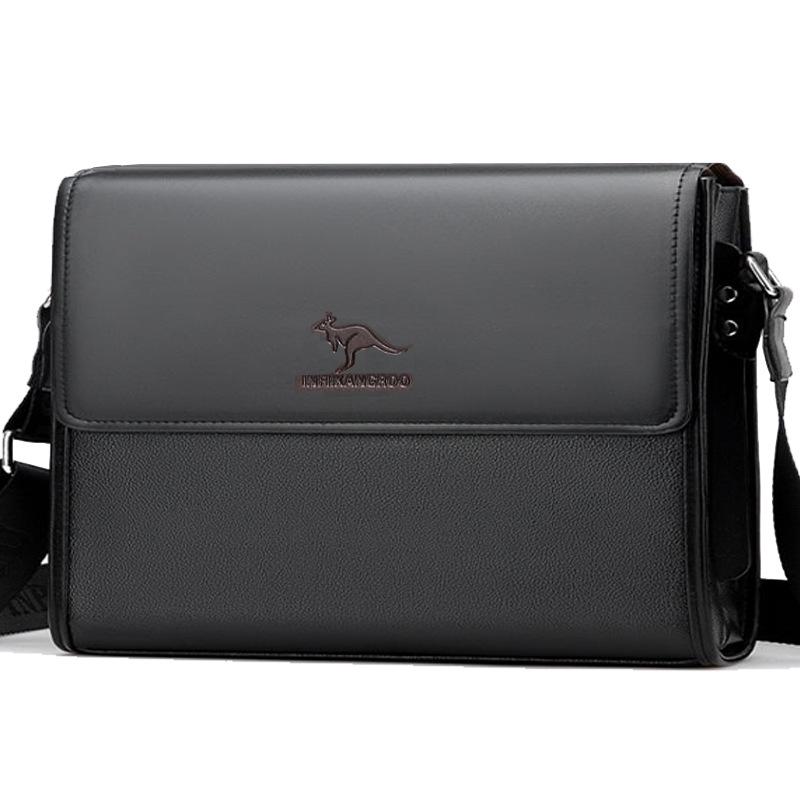 Męska Torba na Ramię z Prawdziwej Skóry - Miękka Torba Listonoszka Biznesowa Pionowy Plecak