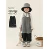 Girls' Reversible Doll Collar Top, Plaid Skirt & Jeans Set