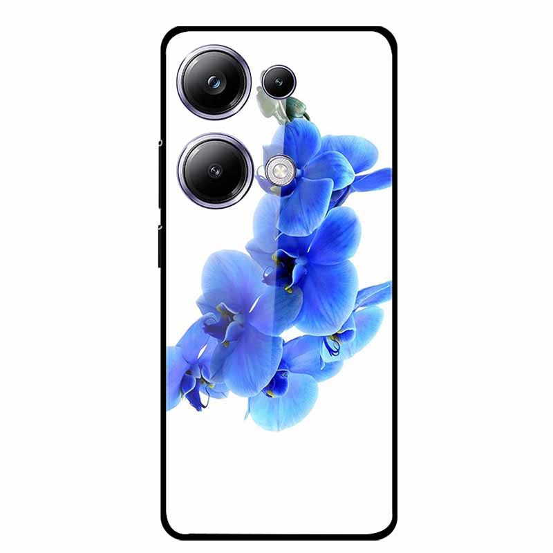 Glass Back Cover For Poco M6 Pro 4G Case M 6 M6Pro Hard Tempered Glass Case For Xiaomi Redmi Note 13 Pro Phone Case Soft Bumper