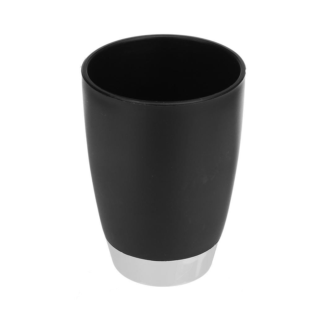 Set Bagno 6 Pezzi In Bambù E PP Nero: Portasapone, Porta Spazzolini, Dispenser, Cestino, Spazzola