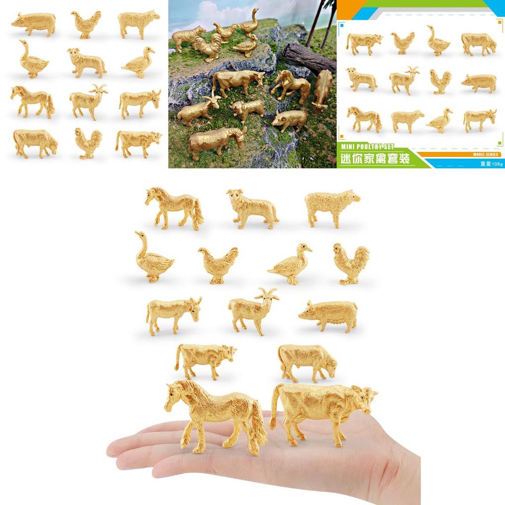 Miniature Pvc Farm Animal Model Pack With Static Livestock And Poultry For Collection And Decor