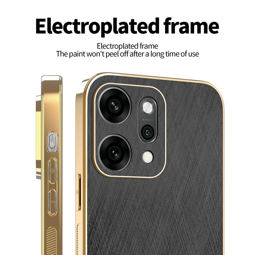 KADEM For Oppo Reno14 Pro 5G (Global) Case Electroplating Silk Texture PU+TPU Phone Back Cover
