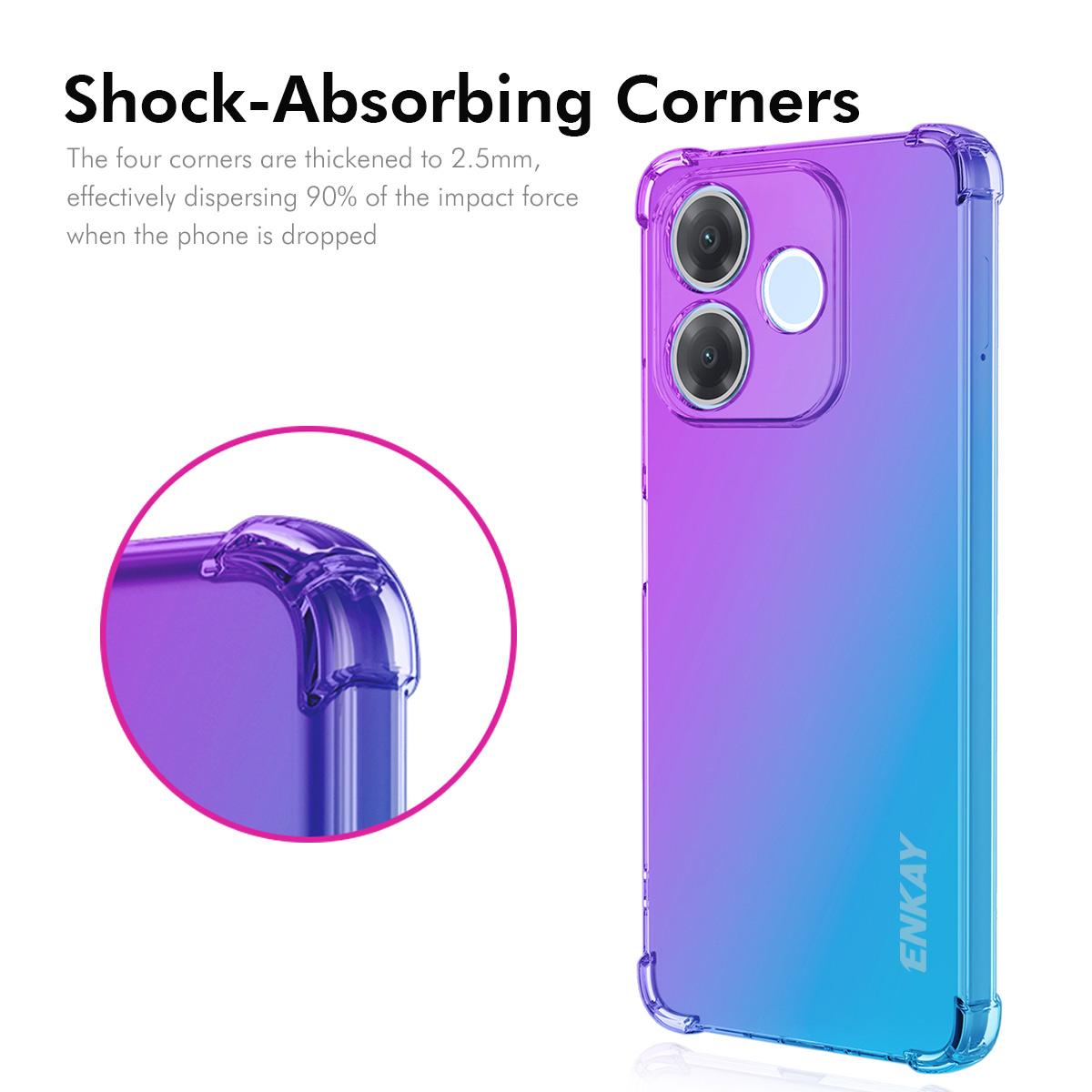

For Oppo A5 Pro 4G (Global)/Oppo A5 Pro 5G (Global) TPU Case ENKAY Thickened Four Corner Drop-proof Phone Back Cover Blue/Pink