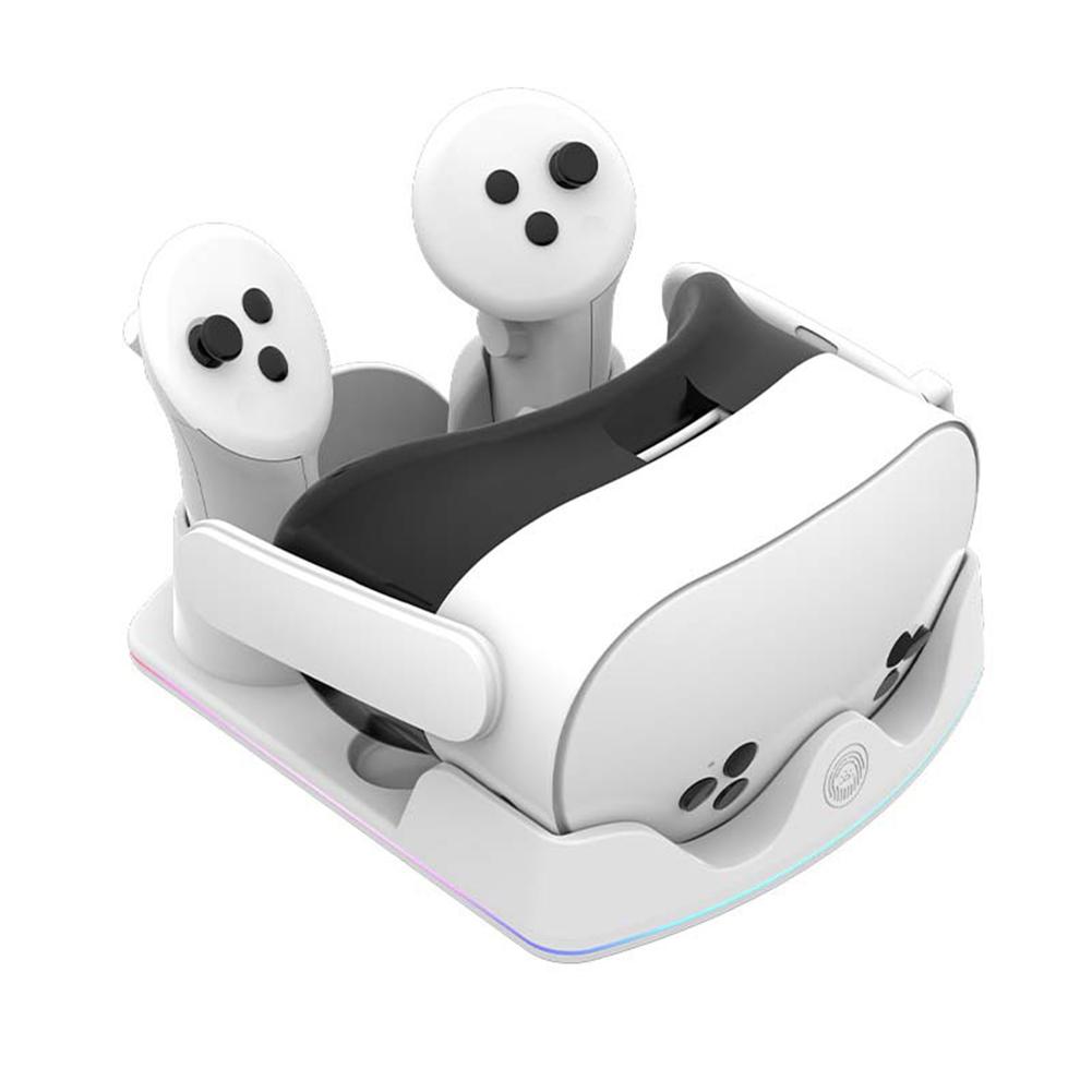 Charging Dock for Meta Quest 3S VR Charging Station with RGB Light Charging Stand Headset Display Stand and Controller Mount