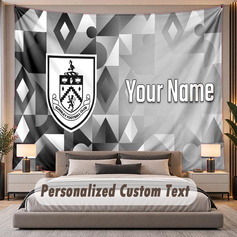 Custom Name Text Tapestry Burnley Football Personalized Polyester Wall Tapestry For Bedroom And Room