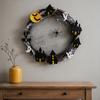 Holiday Festival Pendant Halloween Spider Web Wreath, Spooky Vine Branch Wreath with Ghost Castle Fall Harvest Hanging Ornament Bat for Front