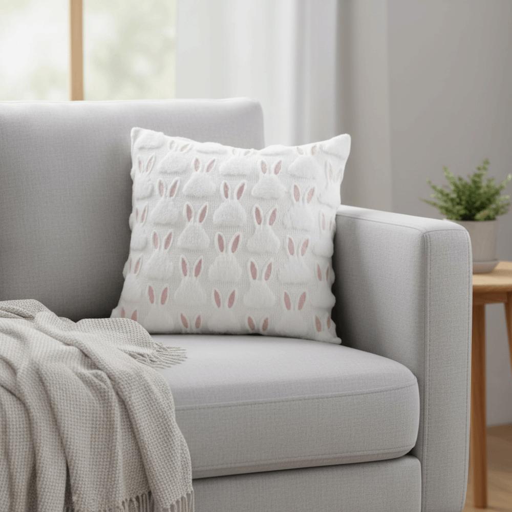 Plush Backrest Cover Warm Pillowcase Comfortable Rabbit Throw Pillow Cover Bedroom