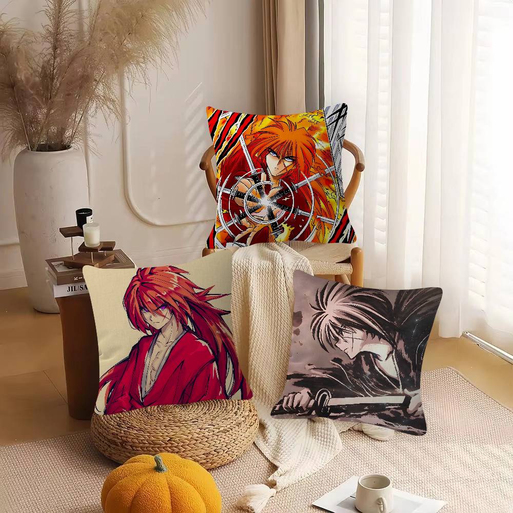 Anime Rurouni Kenshin Cartoon Series Square Pillowcase Soft Waist Sofa Cushion Cover Bedroom Room Pillowcase