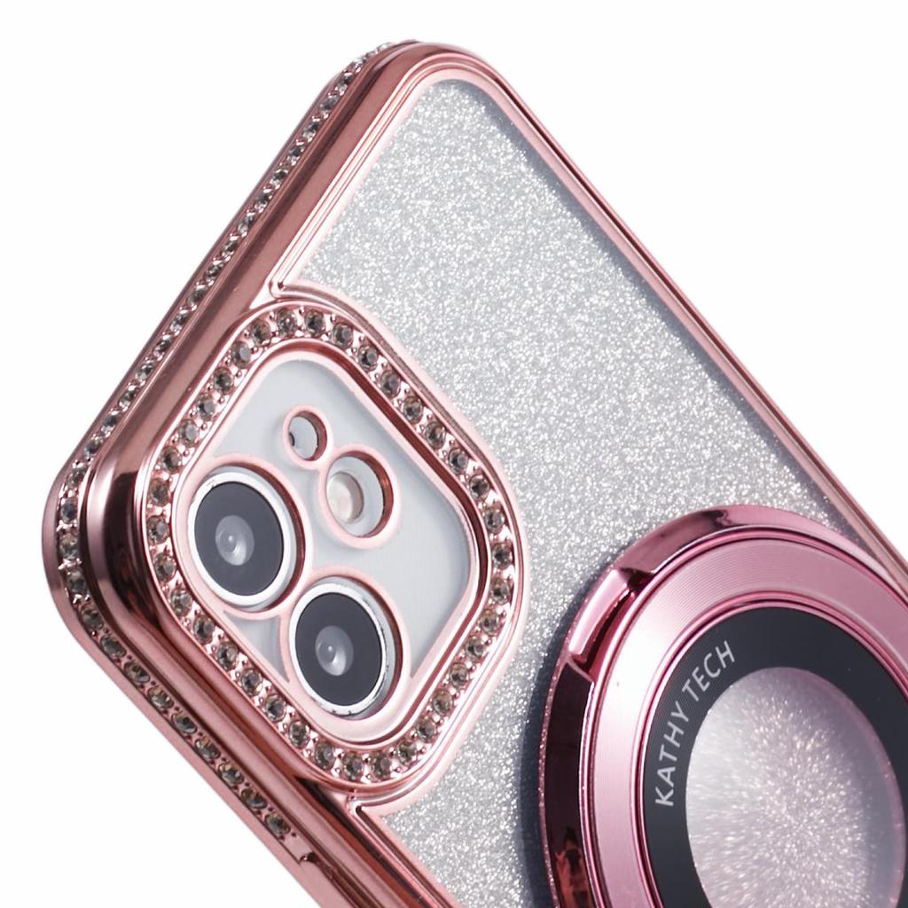 For iPhone 11 Cell Phone Case Gradient TPU Cover with Kickstand/Rhinestone