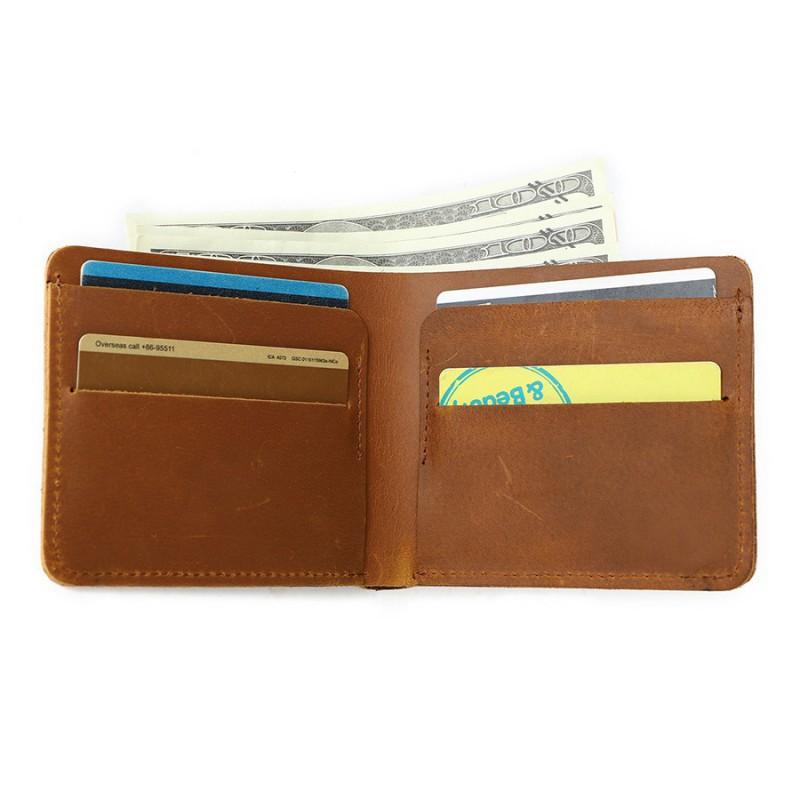 Crazy Horse Leather Simple Men's Wallet Cowhide Brown Light Genuine Retro Business Short Men