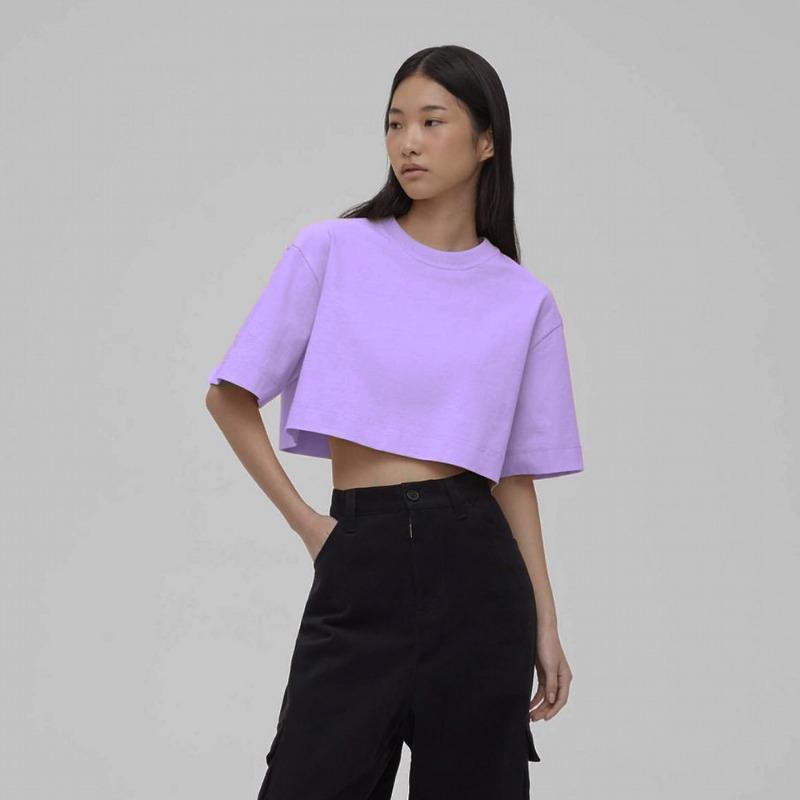 Women's New Spring and Summer Solid Colour Short T-shirt Cotton Short-sleeved Tops Spice Girls Style