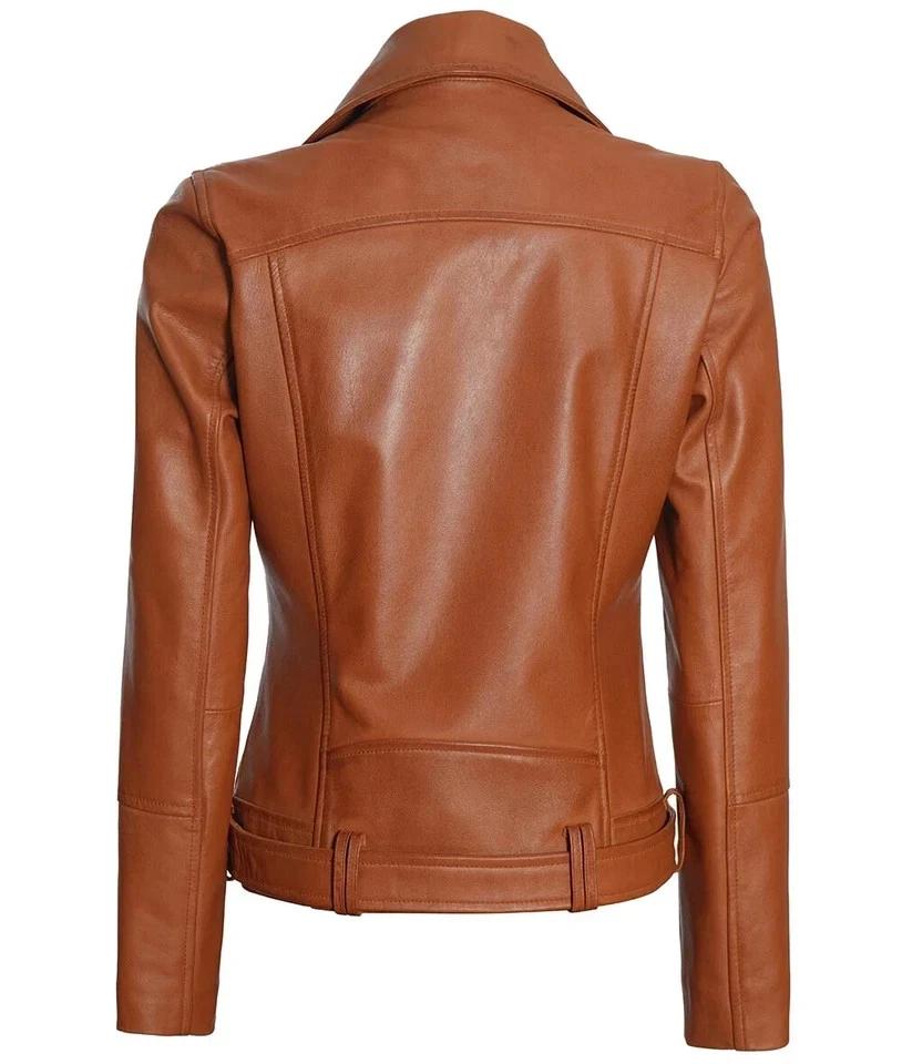 Stylish Women's Leather Brown Jacket New Handmade Lambskin Soft Casual Biker Wear