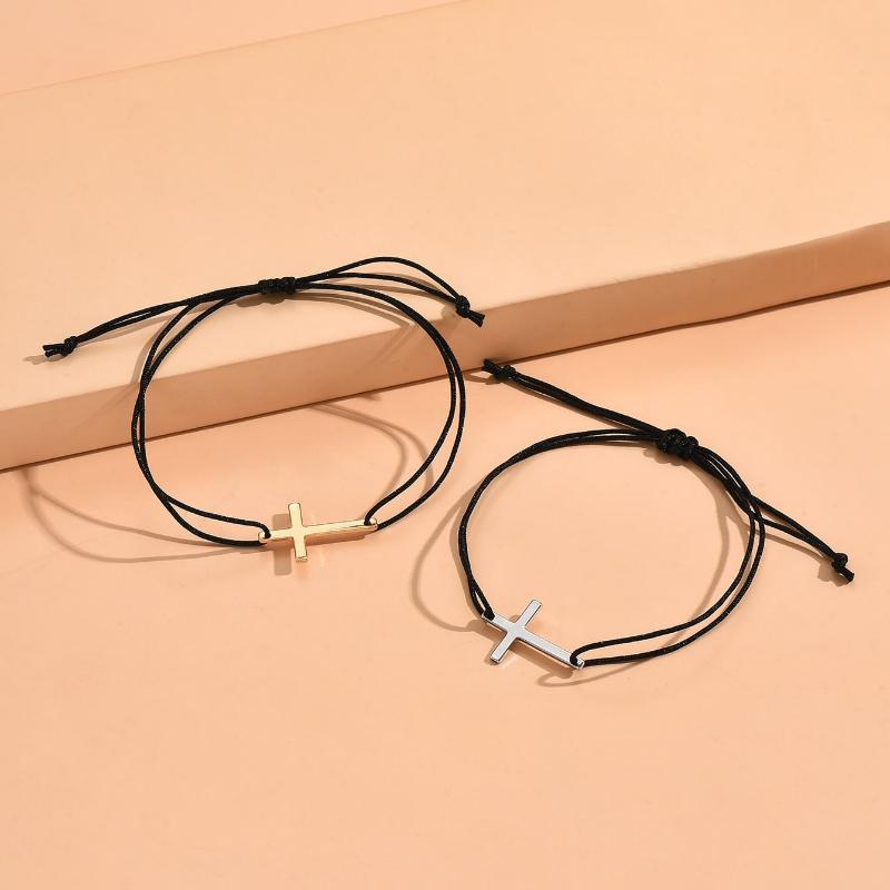 2 Stück Paar Kreuz Dekor Armband Kupferschmuck Passende Armbänder