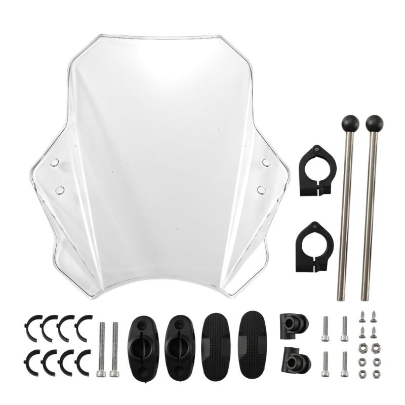 Motorcycle Windshield PC Metal Construction Universal Fitment Wind Noise Reduction Ergonomic Design Easy Assembly
