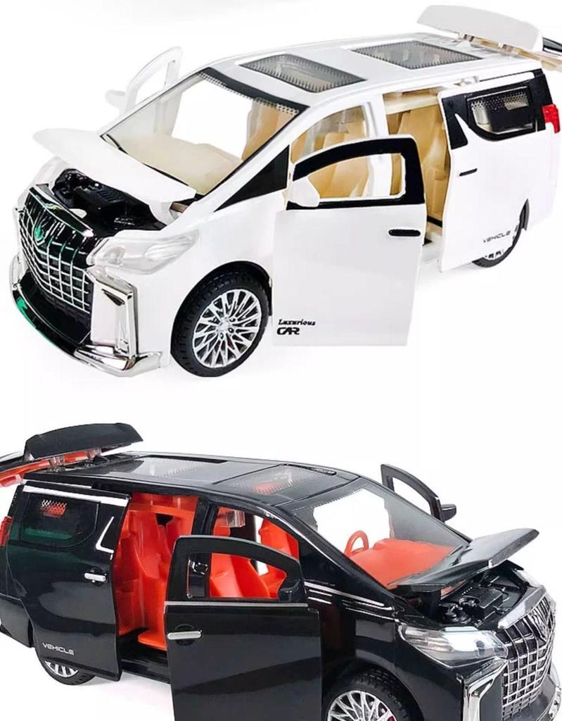 Alphard Model Six-Door Toy MPV: Children's Inertial Music Car & Luxury Baby Car Ornament