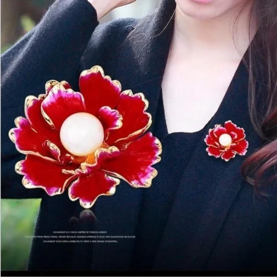 

1 Pcs Rich and Noble Peony Brooch Elegance Party Accessories Brooches for Women High End Gold-plated Alloy Chinese Style Ethnic Blue