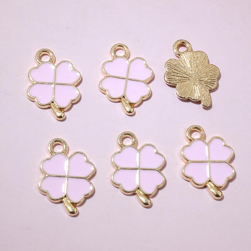 20pcs 18x12mm Enamel Clover Charms Pendant Alloy Metal DIY Jewelry Making Accessories Findingsn for Bracelet Earrings Necklace