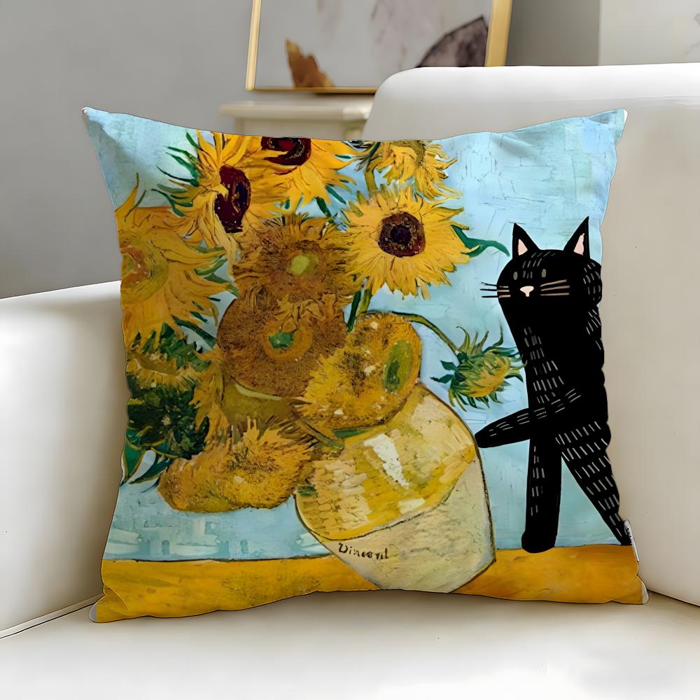 כיסוי כרית קלאסי של האמן וינסנט ואן גוך – רך וקל לכביסה – רב-שימושי לספה, למיטה, לנסיעות ולמשרד