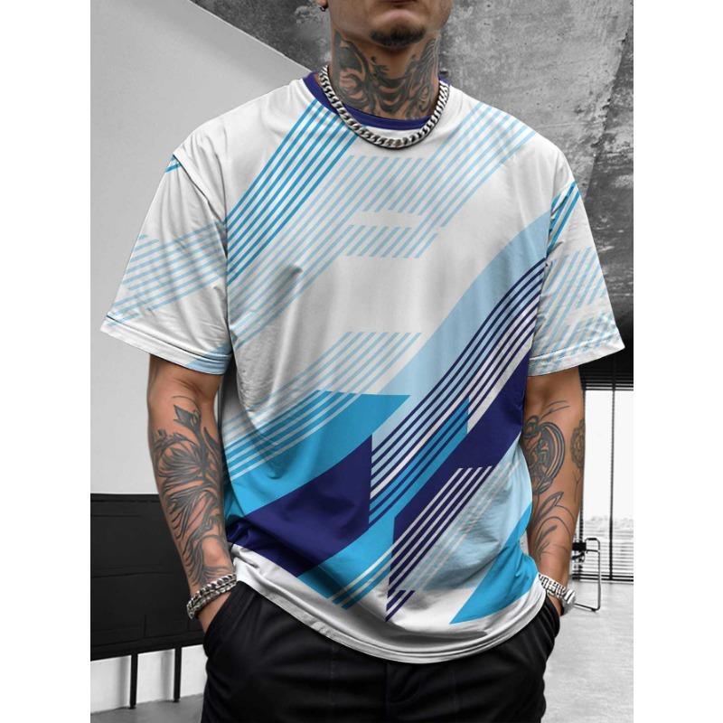 Outdoor Fitness Sports Men's Short Sleeved T-shirt Casual Top Summer Striped Style