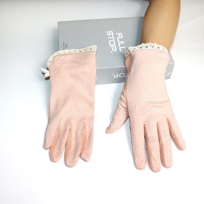 Gants de Cyclisme en Coton Anti-UV pour Femmes - Protection Solaire, Antidérapants, Style Fin, Longueur Courte, Design Imprimé pour le Printemps et l'Été