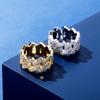Hip Hop 14mm Cut Cuban Link Ring Gold Plated Double Row Zircon Men Women