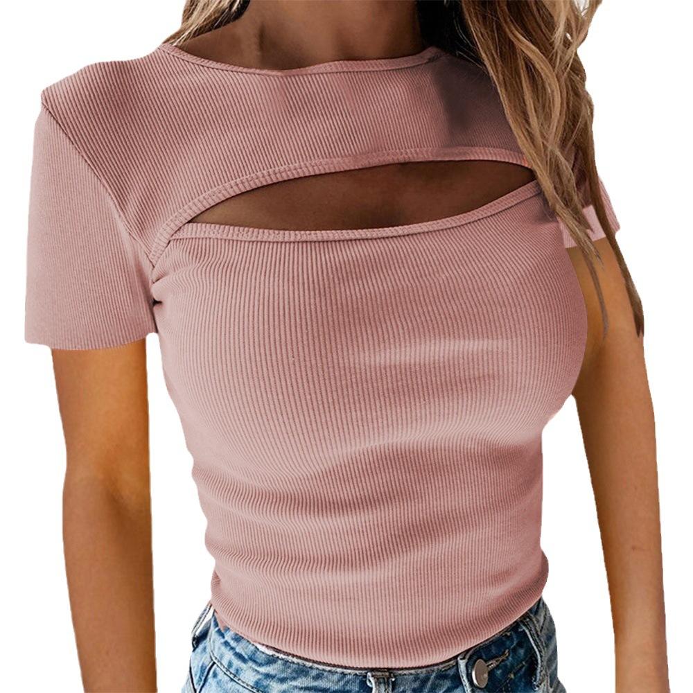 Women's Fashion Casual Summer Spring Solid Color Print Short Sleeve O-Neck Blouses & Shirts