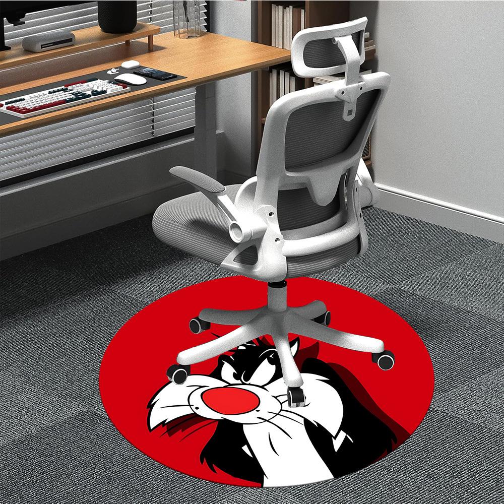 1pc Looney Tunes Sylvester Cat Office Round Area Rug, Under Office Chairs Bedroom Living Room Home Decor  a1022322 80cm by 80cm