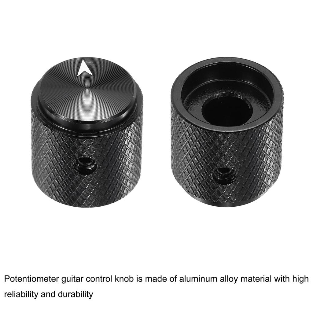 Uxcell Aluminum Potentiometer ID X OD X Universal Volume Tone Control Knob for Guitar and Bass with Arrow Black 2-Piece Knob, 1/4" (6mm) 5/8" (15mm)