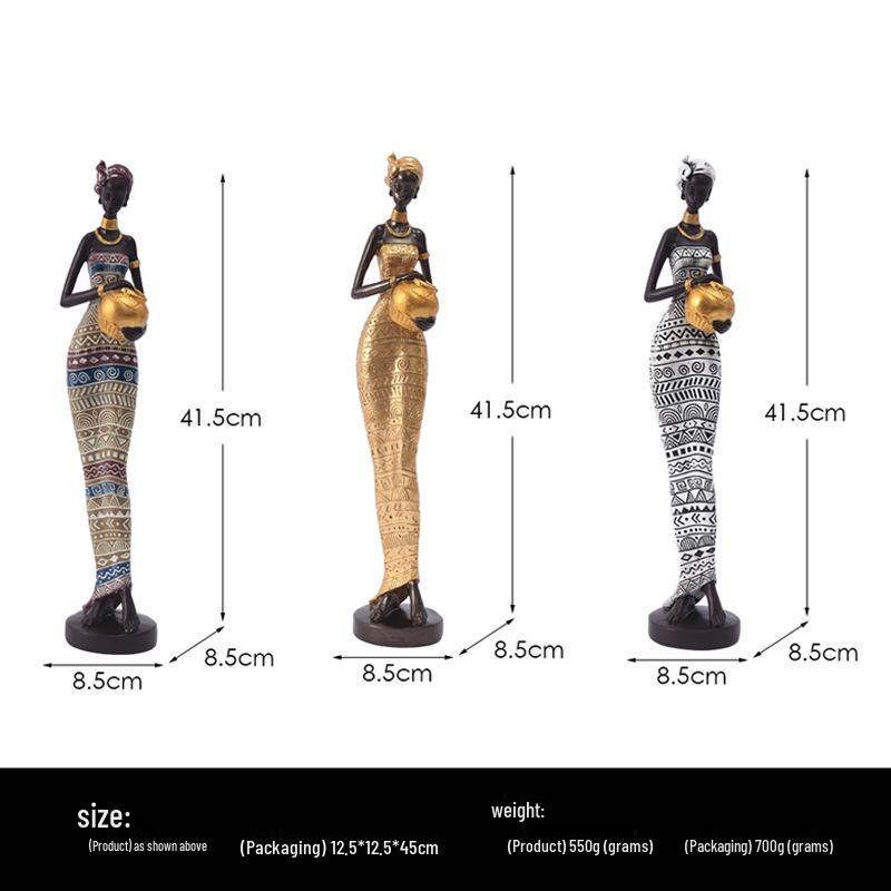 African Black Art Resin Figurine: Creative Home Decor for Living Room, Entrance Hall, or Wine Cabinet TV Stand